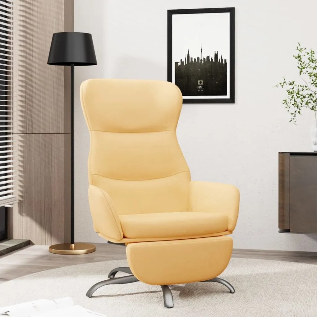 3097483 vidaXL Scaun de relaxare cu suport picioare, crem, microfibră