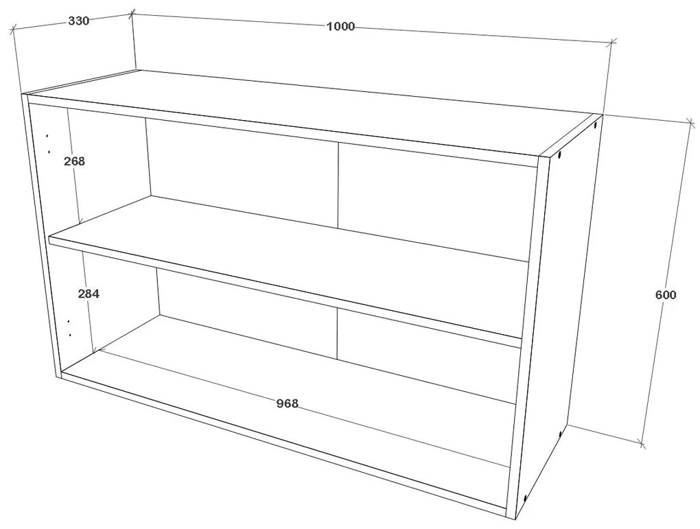 Corp Superior Oran, 2 Usi, Alb, 100 x 33 x 60 cm