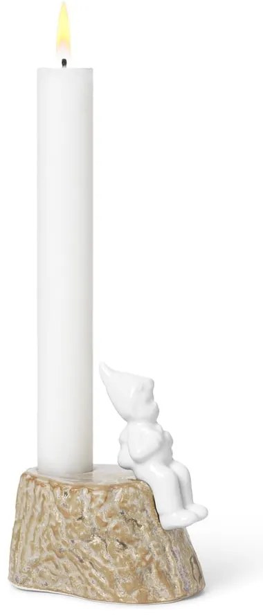 Suport pentru lumânări de Crăciun din porțelan și gresie Kähler Design, lungime 9 cm