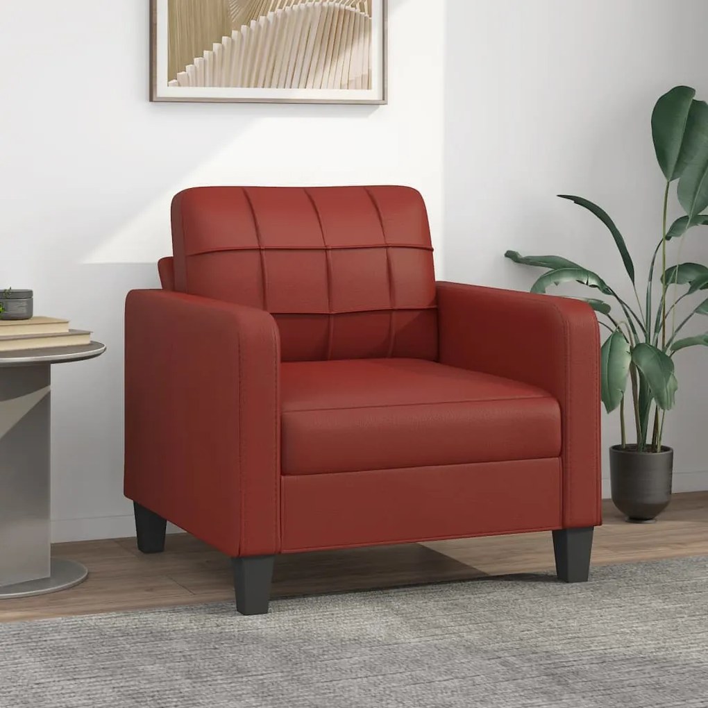 348641 vidaXL Canapea de o persoană, roșu vin, 60 cm, piele ecologică