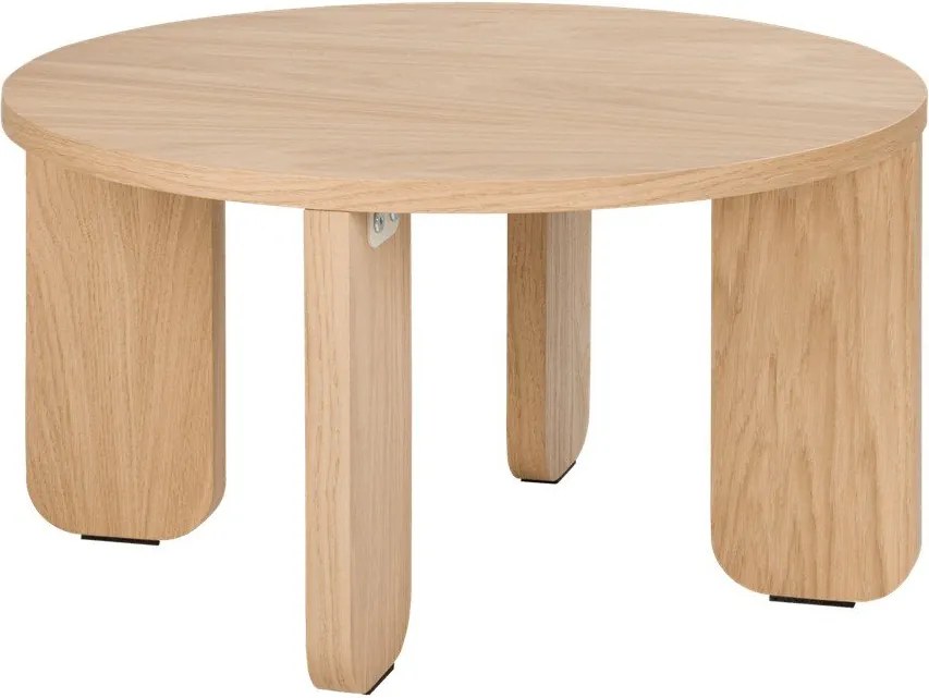 Măsuță de cafea în culoare naturală rotundă cu blat cu aspect de lemn de stejar ø 55 cm Kuvu – noo.ma