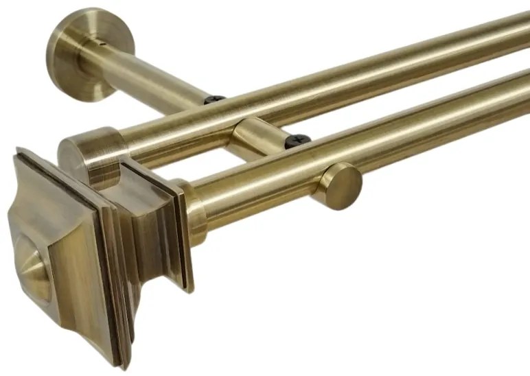 Galerie dubla picior universal fara inele prindere perete verdi 19/19 mm aur antic (Alege marime: 140 cm)