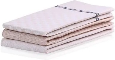 Set 3 prosoape de bucătărie din bumbac DecoKing Louie, 50 x 70 cm, crem - alb