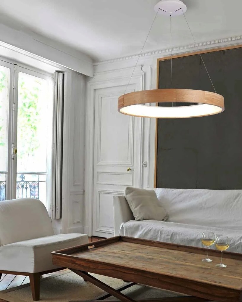 Lustra LED moderna design lemn natural 45cm Silvam ZZ AZ3344