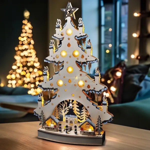 Decorațiune LED de Crăciun Solight 1v282 LED/2xAA/alb cald pom