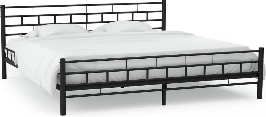 Cadru de pat metalic, bază șipci, 140 x 200 cm, design bloc