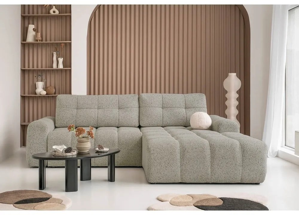 Colțar modular maro deschis extensibil/cu spațiu de depozitare (cu colț pe partea dreaptă) Lulu – Miuform