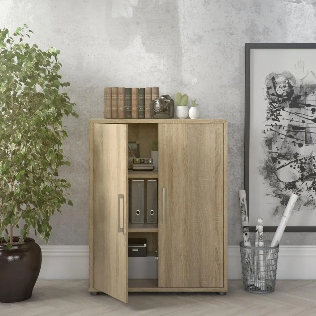 Dulap Modulo 89 x 40 x 113 cm, uși din lemn, stejar sonoma