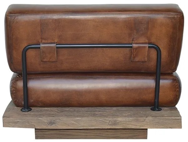 Modul canapea 90 cm, maro, din piele naturala, Oxford
