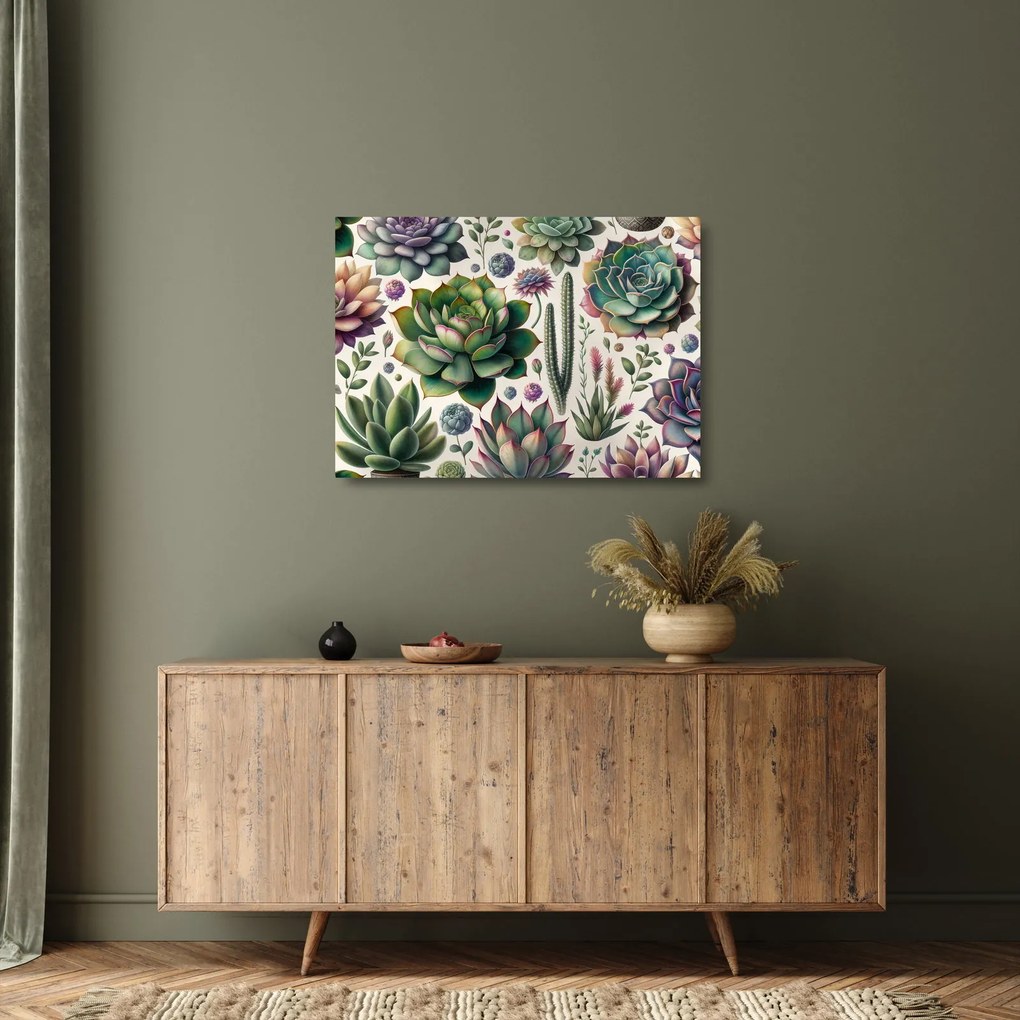 Tablou pe sticlă - Plante suculente (70x50 cm)