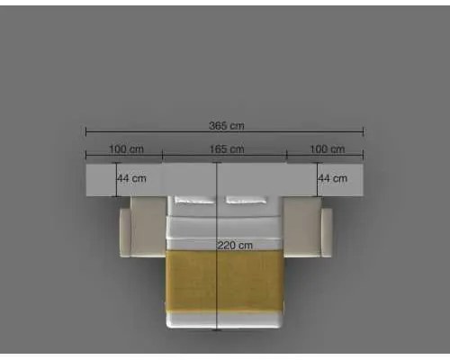 Set pat rabatabil dublu cu somiera inclusa, canapea 3 locuri si 2 biblioteci(100 cm) - ROYAL XL 160 - SOFA & BIG BOOKCASES SET (160X200)