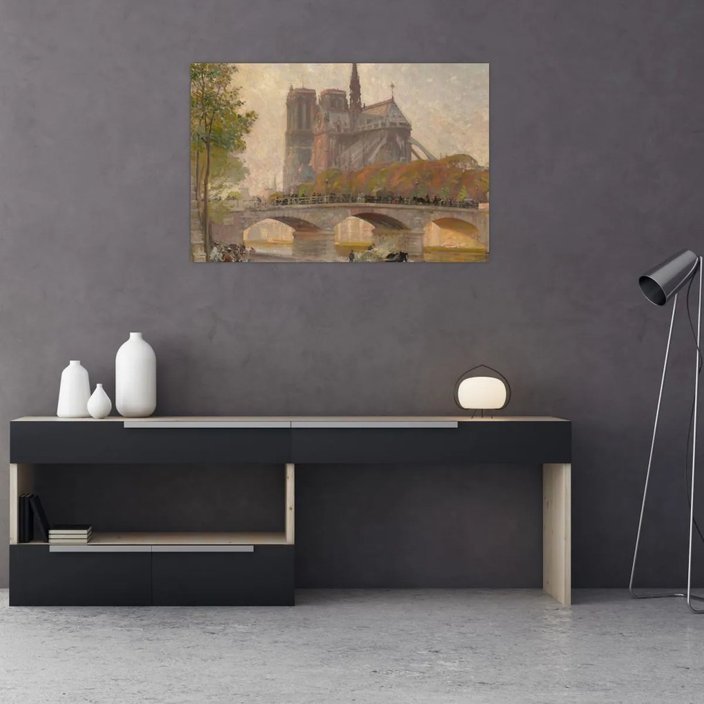 Tablou - Robert William Vonnoh, Notre Dame de Paris, reproducere (90x60 cm)