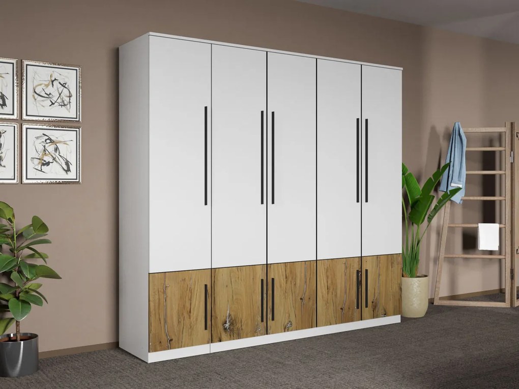 Set mobila dormitor 4 piese Alb/Stejar Eclipse C10