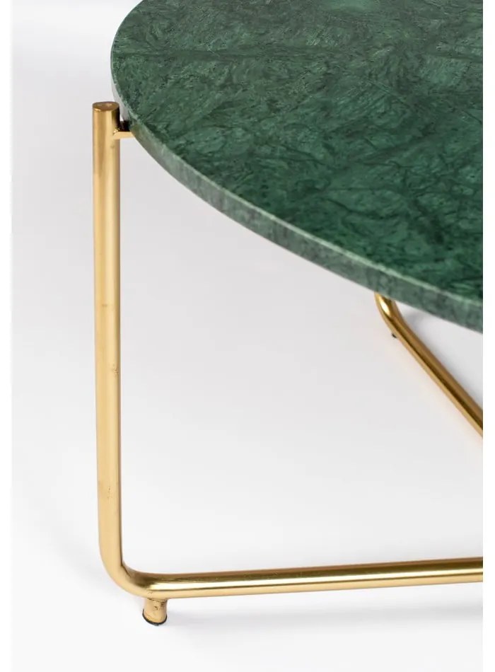 Măsuță de cafea verde/aurie rotundă cu blat din marmură ø 70 cm Timpa – White Label