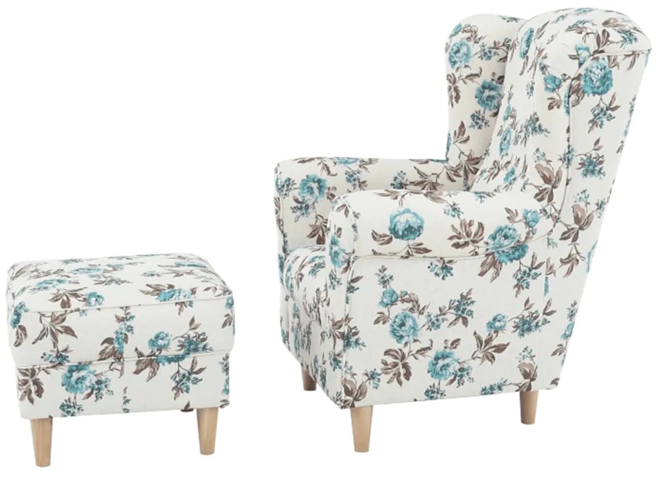 Fotoliu cu taburet, material textil rose 14, ASTRID