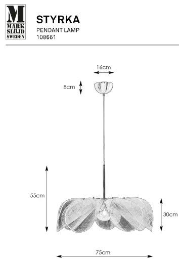 Lustră pe cablu Markslöjd 108661 STYRKA 1xE27/40W/230V d. 75 cm bej