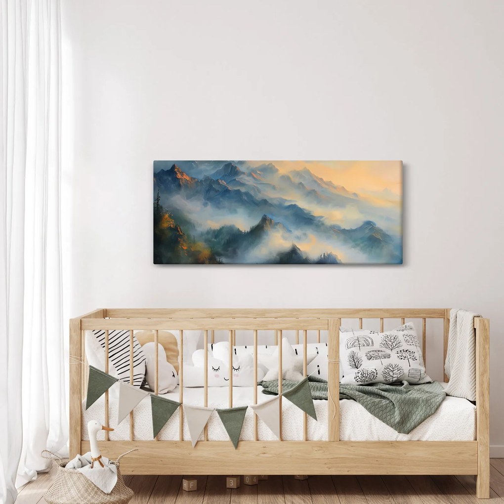 Tablou - Peisaj montan pictat (120x50 cm)