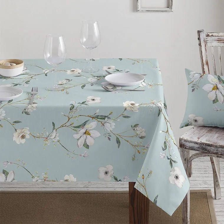Barbadella Home Față de masă teflonată MAGNOLIE CELESTĂ 140 x 180 cm