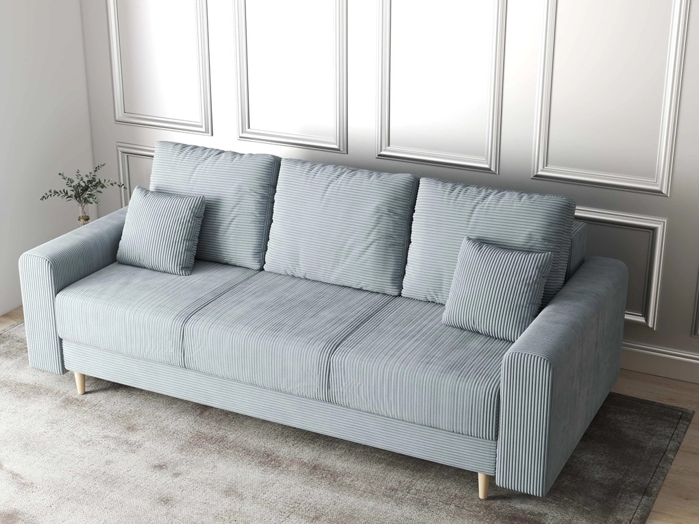 Canapea extensibilă dumonde cu ladă de depozitare si sezut confortabil din spuma high-density, Kronos Zoom Gri 210x100 cm