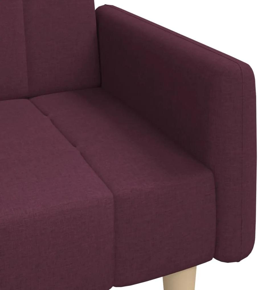 Canapea extensibila cu 2 locuri, violet, material textil Violet, Fara suport de picioare