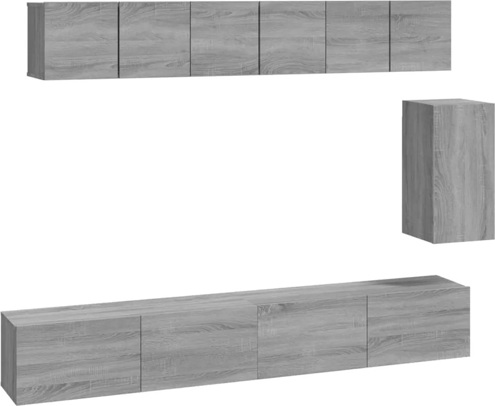 vidaXL Set dulapuri TV, 6 piese, gri sonoma, lemn prelucrat