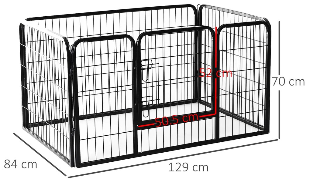 Gard Modular pentru Animale de Companie Pliabil, cu 4 carlige, Negru 125x80x70cm PawHut | Aosom RO