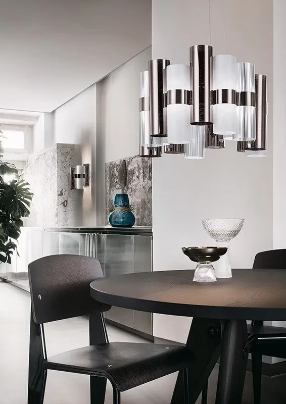 Lustra LED moderna design Art Deco realizata manual LA LOLLO XL PEWTER