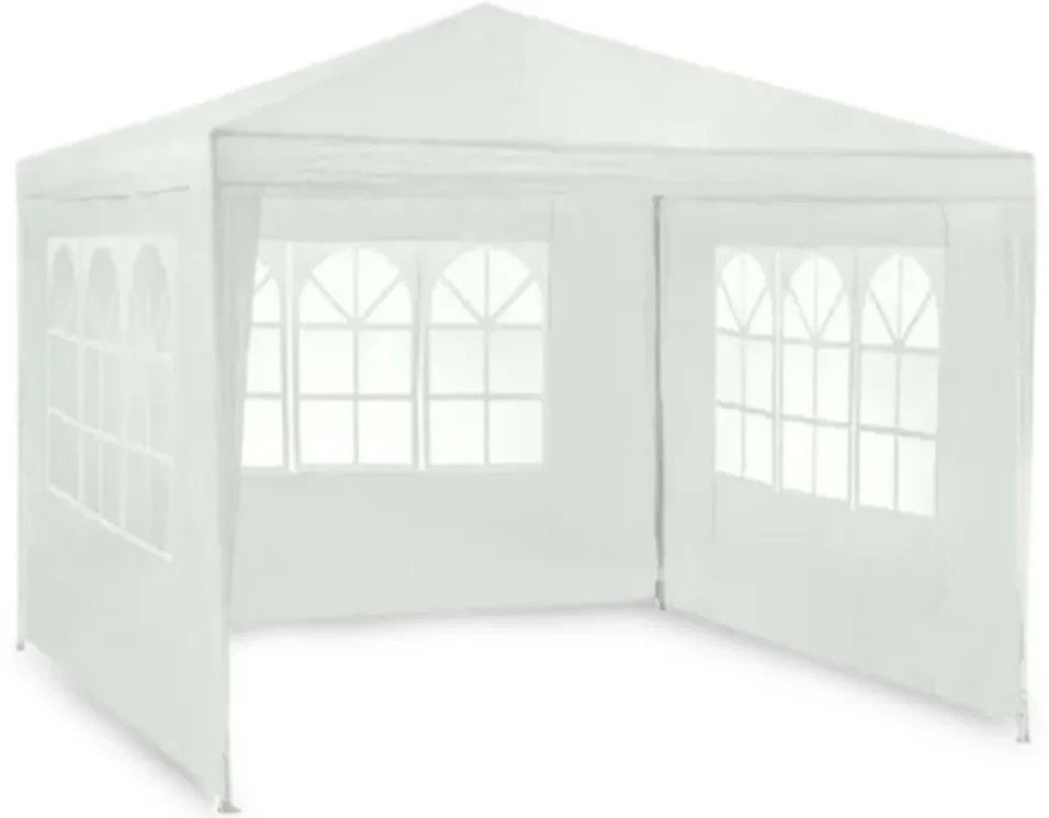 Cort pavilion de grădină 3x3 m + 3 pereți ALB