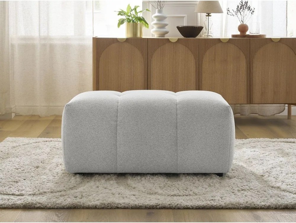 Taburet gri deschis cu tapițerie din chenille Roxelane – Bobochic Paris