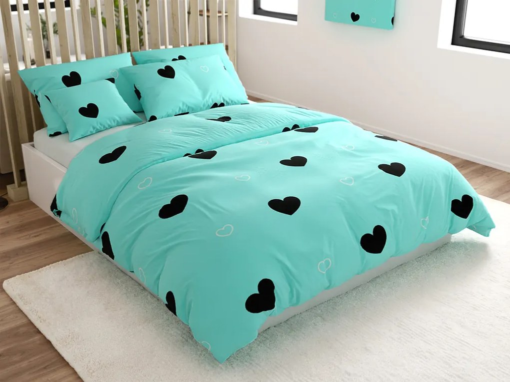 Lenjerie de pat din microfibra CORAZON BLEND albastru Dimensiune lenjerie de pat: 2 buc 70 x 90 cm | 200 x 220 cm