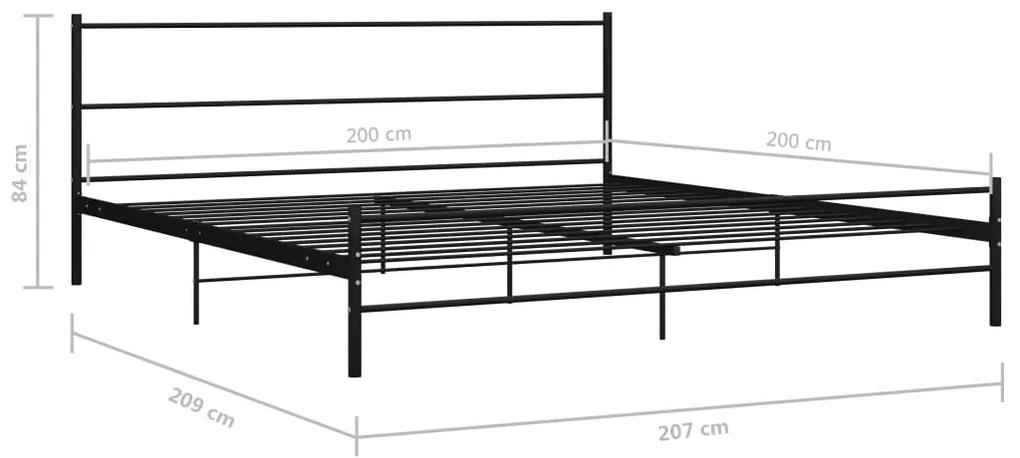 Cadru de pat, negru, 200 x 200 cm, metal Negru, 200 x 200 cm