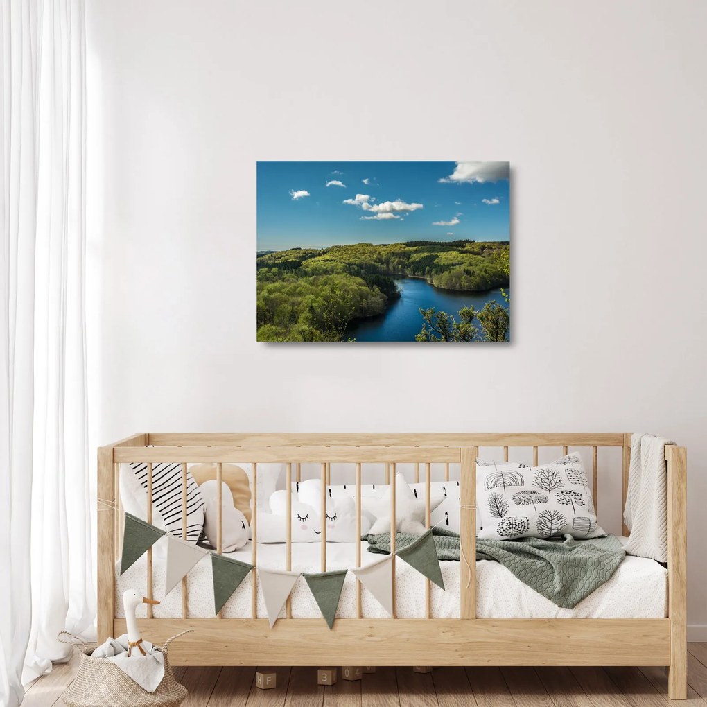 Tablou pe sticlă - Lac montan (70x50 cm)