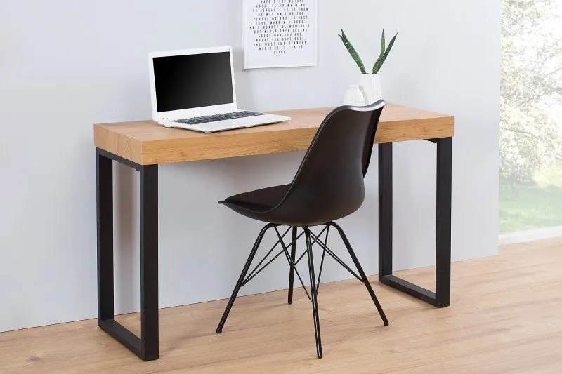 Birou design industrial Black Desk 120cm, negru/ stejar