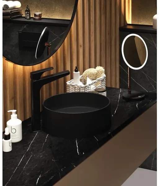 Deante CQS_NU4S - lavoar pentru blat SILIA, Ø 36 cm, granit, negru