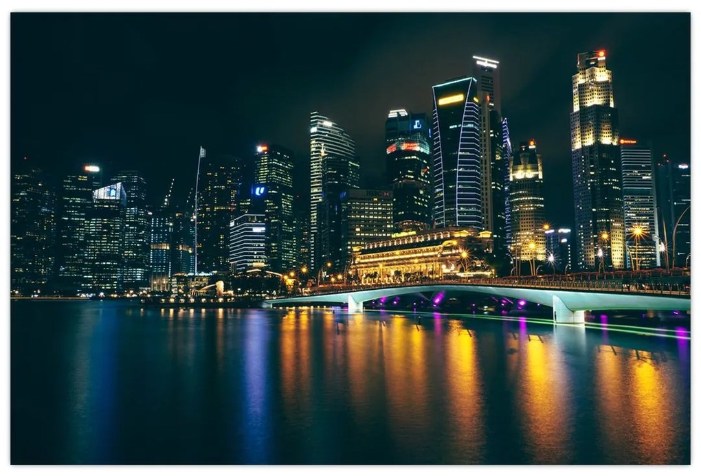 Tablou - Singapore noaptea (90x60 cm)