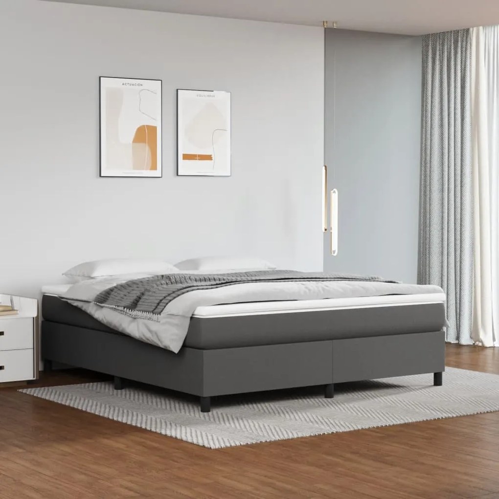 3121057 vidaXL Cadru de pat box spring, gri, 160x200 cm, piele ecologică