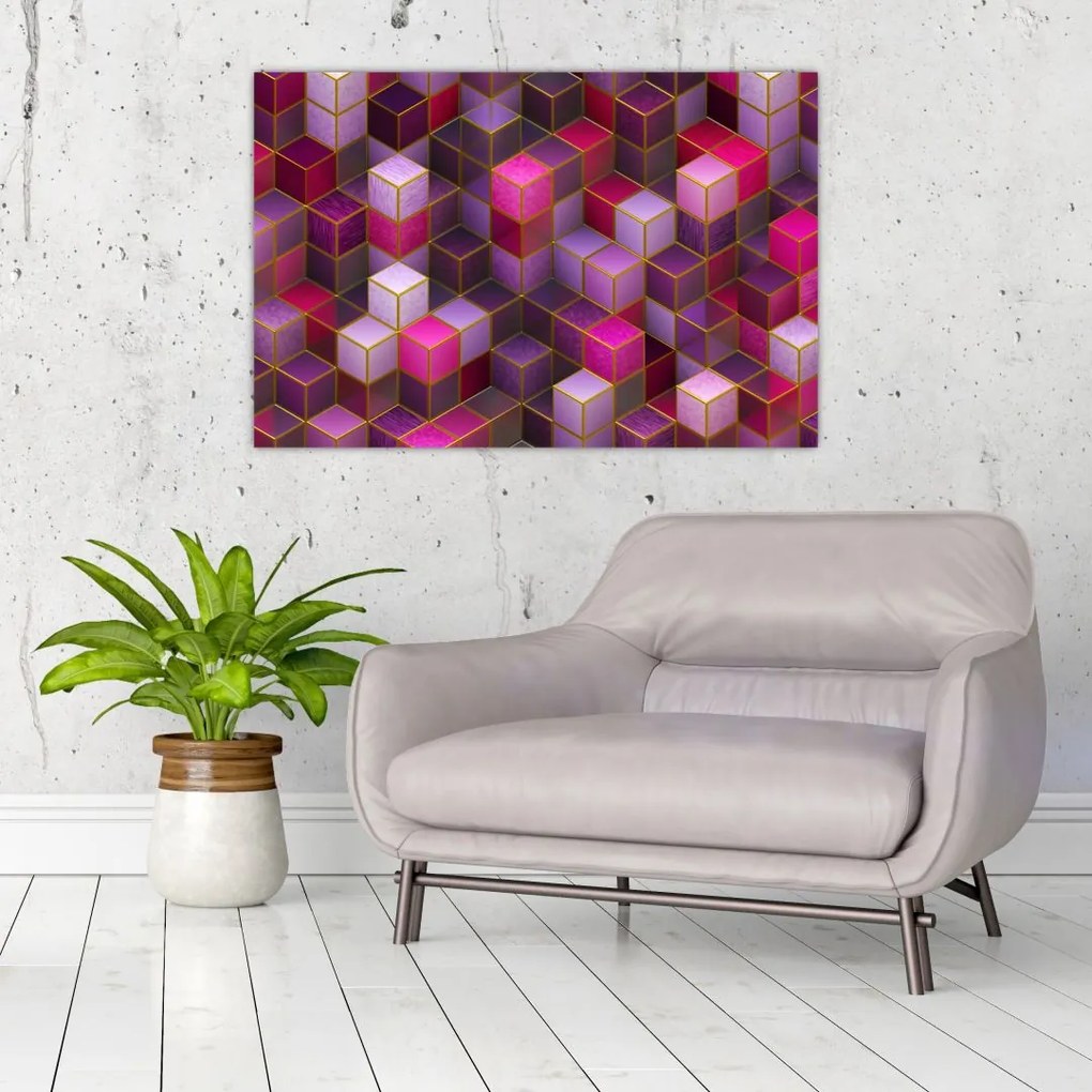 Tablou - Cuburi violet (90x60 cm)