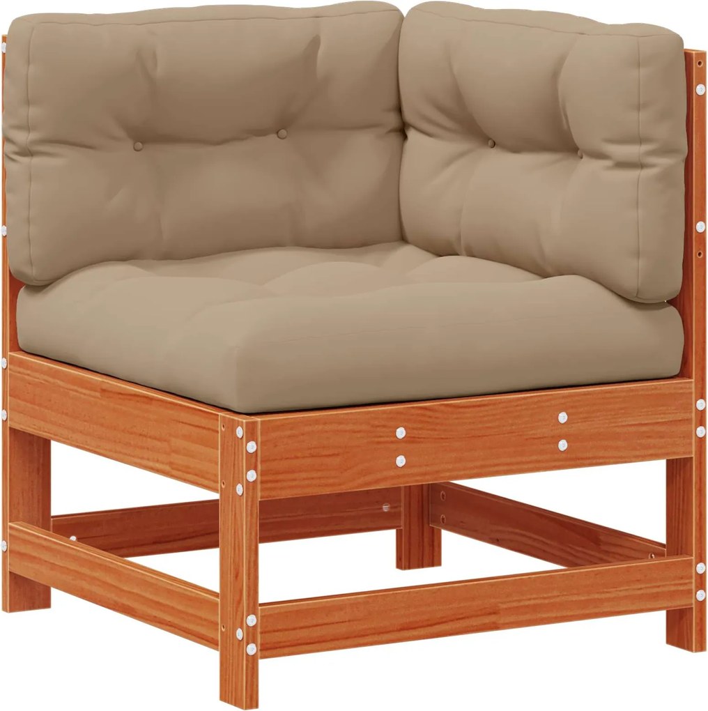 vidaXL Sofa de colț pentru grădină Lemn masiv de pin Maro Ceară