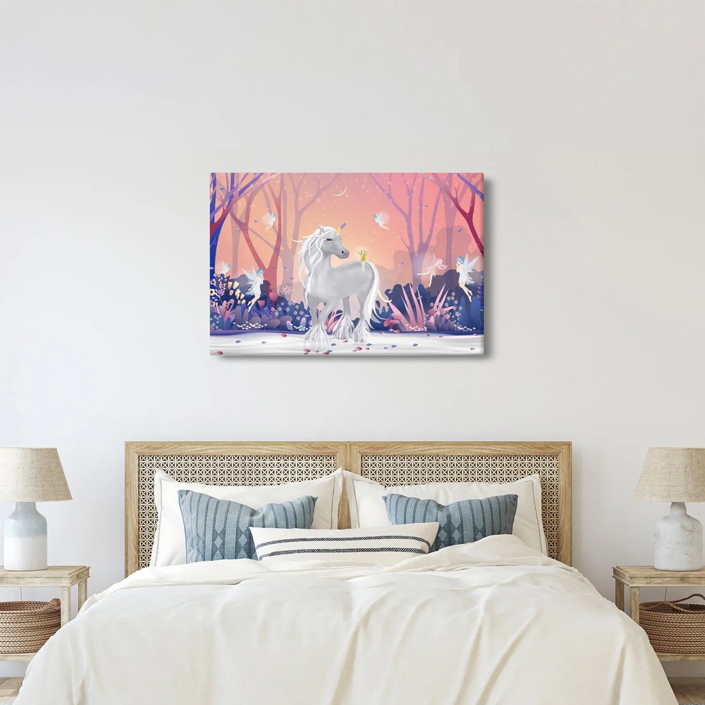 Tablou - Unicorn în pădurea fermecată (90x60 cm)