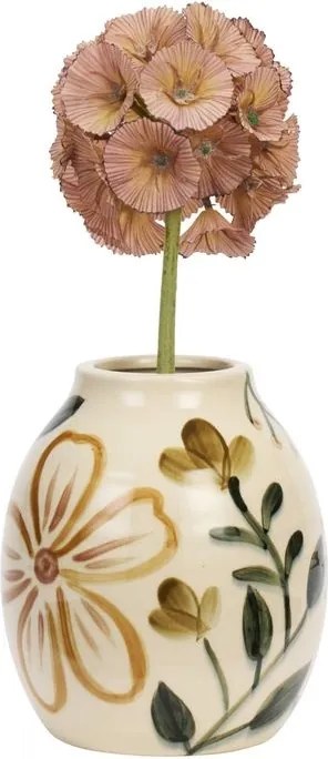 Vază din ceramică stoneware pictată manual cu motive botanice folk, D15×H15 cm, „Folk Vase"
