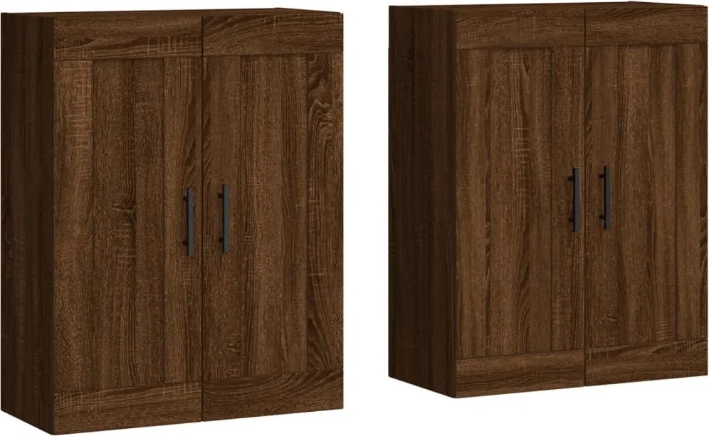 vidaXL Dulapuri montate pe perete 2 buc. stejar maro, lemn prelucrat