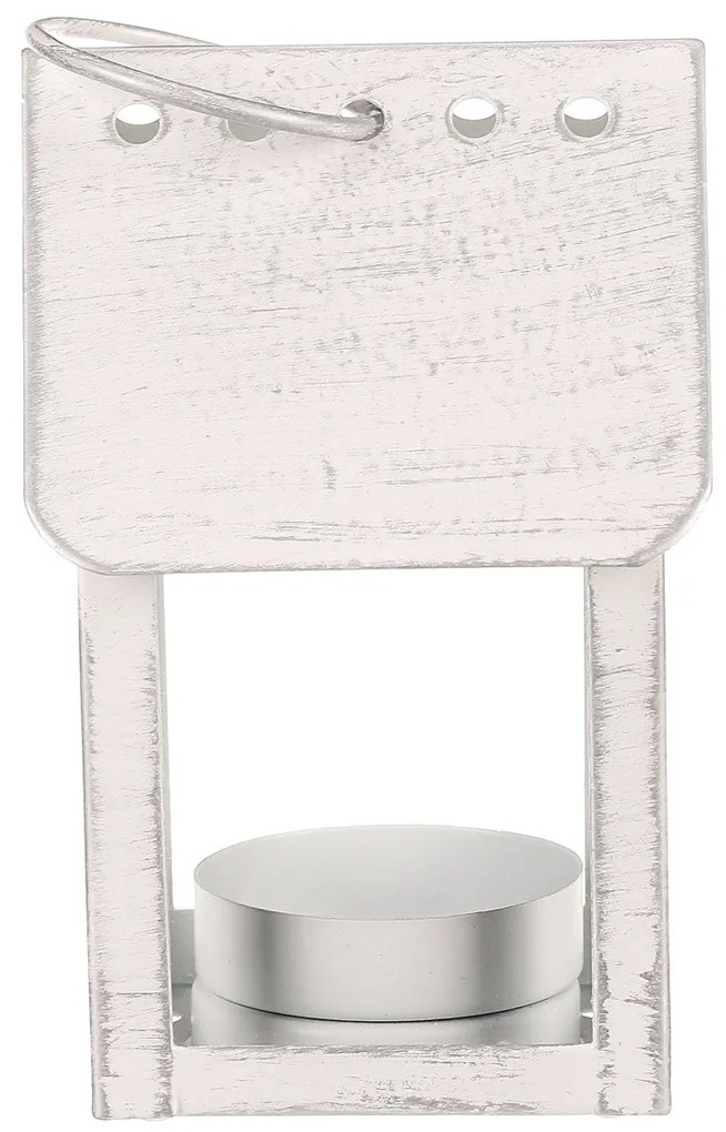 Lanterna metalică Cuib de pasăre, albă, 11 cm