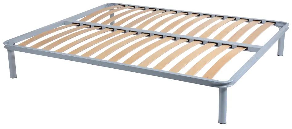Somiera de pat cu picioare, metal si lemn stratificat, 140x200