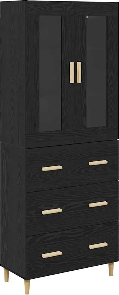 vidaXL Bufet cu sertar Stejar Negru 69,5 x 34 x 180 cm