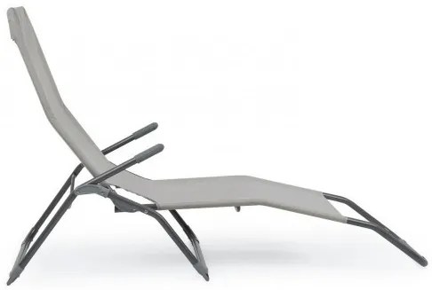 Sezlong pliabil gri din metal si poliester, Bolzano Bizzotto