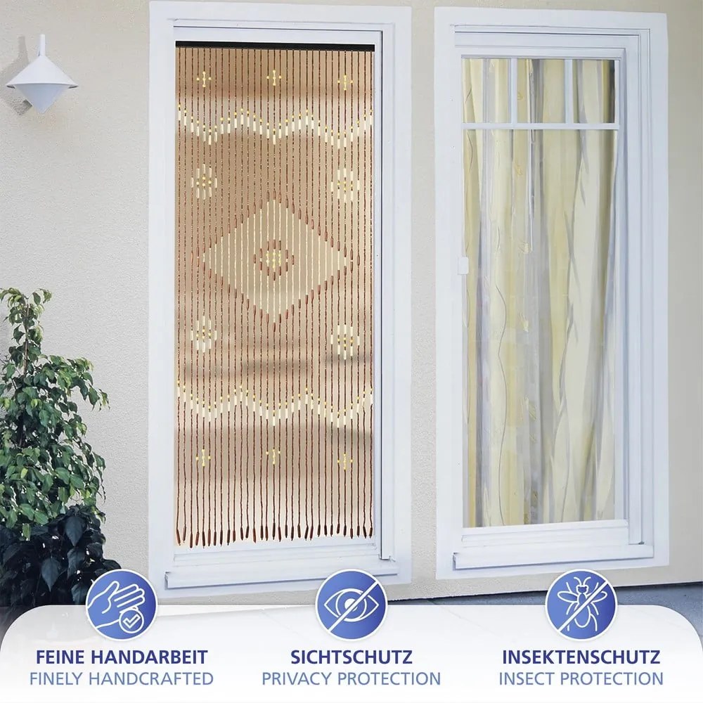 Draperie în culoare naturală din bambus 90x200 cm cu prindere la ușă Rhombus – Maximex