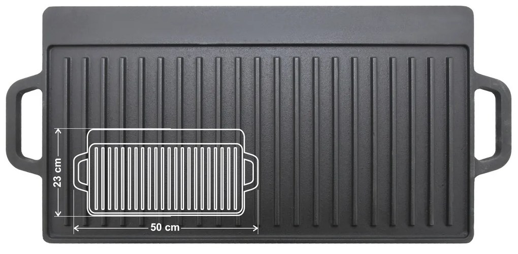 Placă de grătar cu mânere Cattara 13064 Fontă, 50x 23 cm