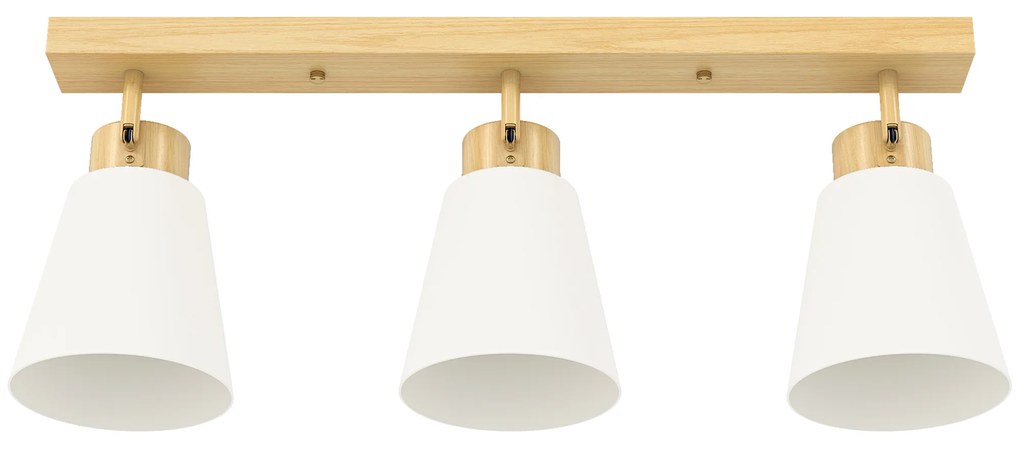 HOMCOM Candelabru de tavan cu 3 puncte de lumină reglabile la 90° și socluri E27, culoare lemn | Aosom Romania