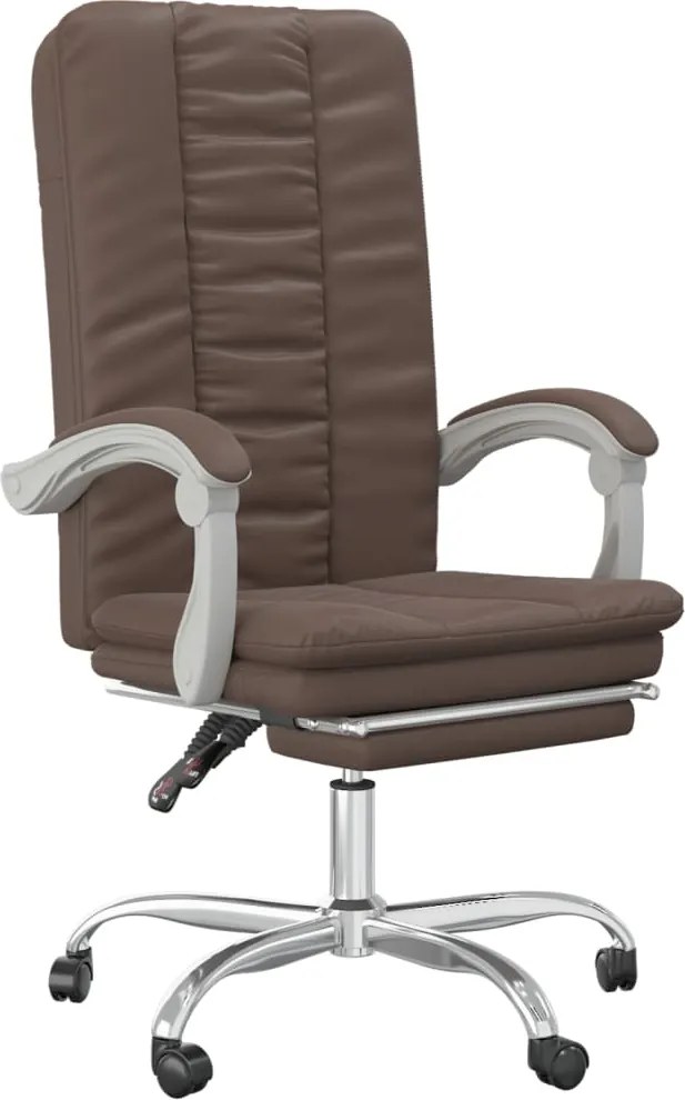 vidaXL Fotoliu de birou rabatabil, maro, piele ecologică