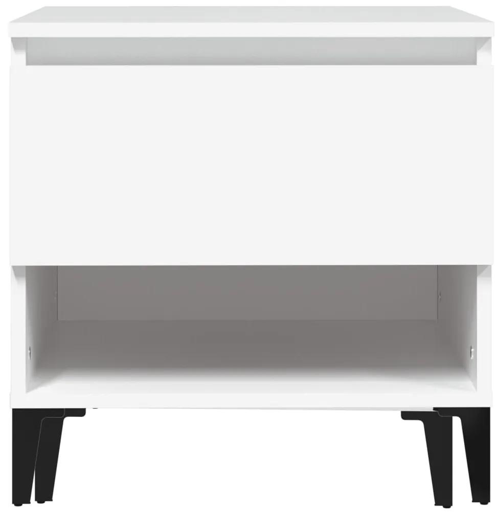 Mese laterale, 2 buc., alb, 50x46x50 cm, lemn compozit 2, Alb